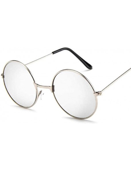 Aviator 2019 Women Men Sunglasses Round Metal Frame Brand Designer Mirrored Blue - Gold Colors - C918YR76QQE $7.51