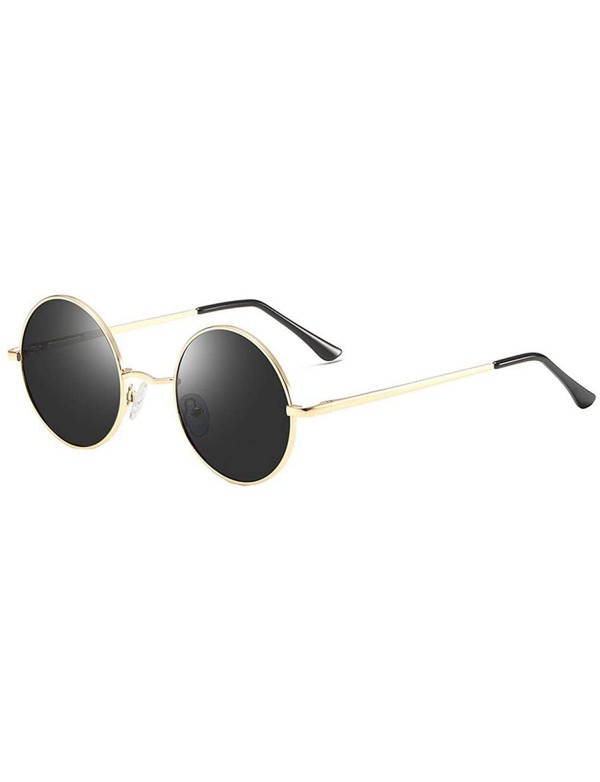 Round Metal Steampunk Sunglasses Polarized Oval Mirror Round Men Women Driving Glasses UV400 - Goldgrey - CZ197Y6NKDX $27.84