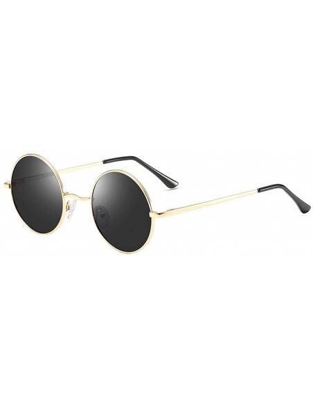 Round Metal Steampunk Sunglasses Polarized Oval Mirror Round Men Women Driving Glasses UV400 - Goldgrey - CZ197Y6NKDX $27.84