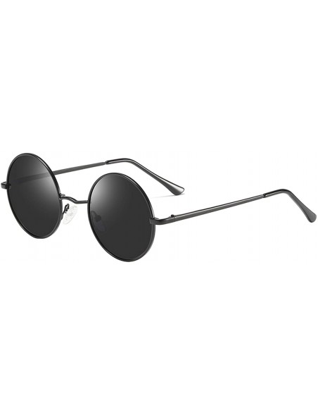 Round Metal Steampunk Sunglasses Polarized Oval Mirror Round Men Women Driving Glasses UV400 - Goldgrey - CZ197Y6NKDX $27.84