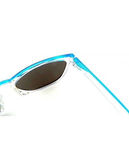 Wayfarer New Promotional Budget Wayfarer Retro Crystal 2-Tone Sunglasses - Flash Mirror Lens - Blue - CN11F4Y9NU7 $8.03