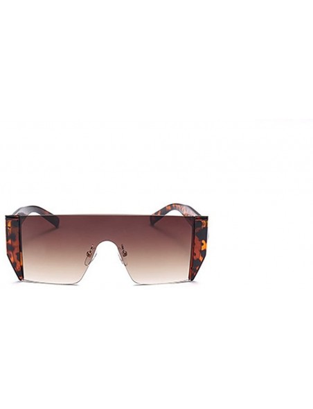 Square 2017 Oversize Fashion Gunglasses Men and Women Half Square Frame UV400 (leopard) - CH185X90IA7 $15.57