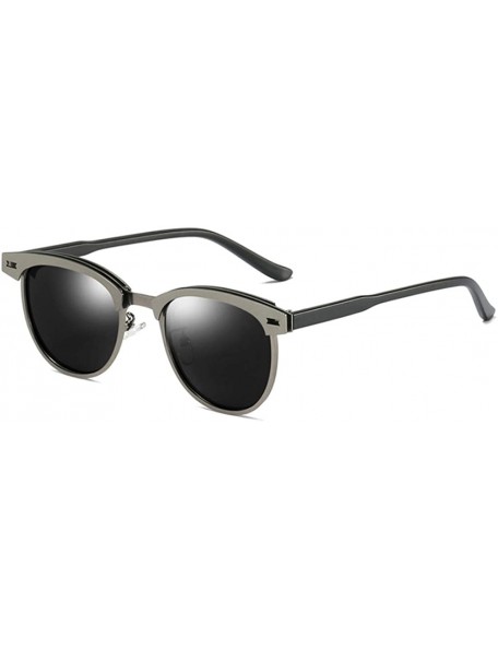 Oval Retro Driving Sunglasses Metal Frame For Men Women - Gray - C518NW669IU $12.21
