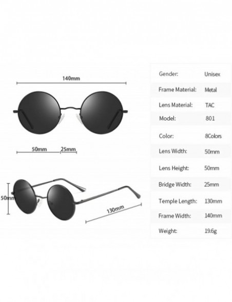 Round Metal Steampunk Sunglasses Polarized Oval Mirror Round Men Women Driving Glasses UV400 - Goldgrey - CZ197Y6NKDX $27.84