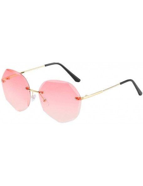 Oversized Sunglasses for Women Gradient Oversized Rimless Polygon Cutting Colorful Lens Fashion - Gradient Pink - CU1903DR3QH...