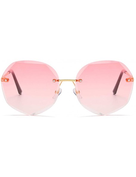 Oversized Sunglasses for Women Gradient Oversized Rimless Polygon Cutting Colorful Lens Fashion - Gradient Pink - CU1903DR3QH...