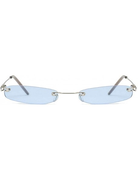 Rimless Fashion Super Small Fashion Chic Rimless Sunglasses Brand Designer Candy Color - Blue - CT18SAYSO40 $10.51