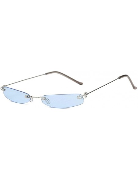 Rimless Fashion Super Small Fashion Chic Rimless Sunglasses Brand Designer Candy Color - Blue - CT18SAYSO40 $10.51