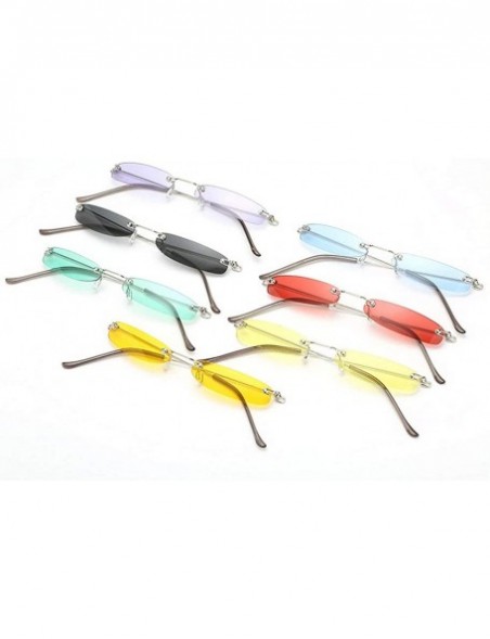 Rimless Fashion Super Small Fashion Chic Rimless Sunglasses Brand Designer Candy Color - Blue - CT18SAYSO40 $10.51