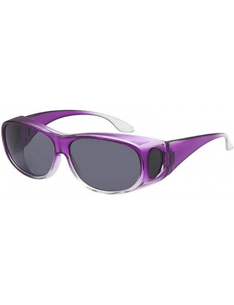 Shield The Bella Colorful Two Tone Ombre Fit Over OTG Oval Sunglasses - Cover Over Glasses - Purple - CO18ZQ5OL8Q $12.44