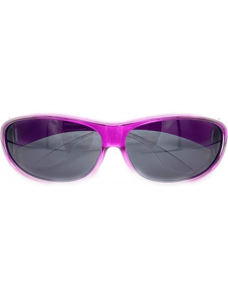 Shield The Bella Colorful Two Tone Ombre Fit Over OTG Oval Sunglasses - Cover Over Glasses - Purple - CO18ZQ5OL8Q $12.44