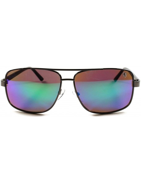 Aviator Air Force Style Mens Womens Mirrored Lens Rectangle Sunglasses - Green - CB18X06S6CE $9.01