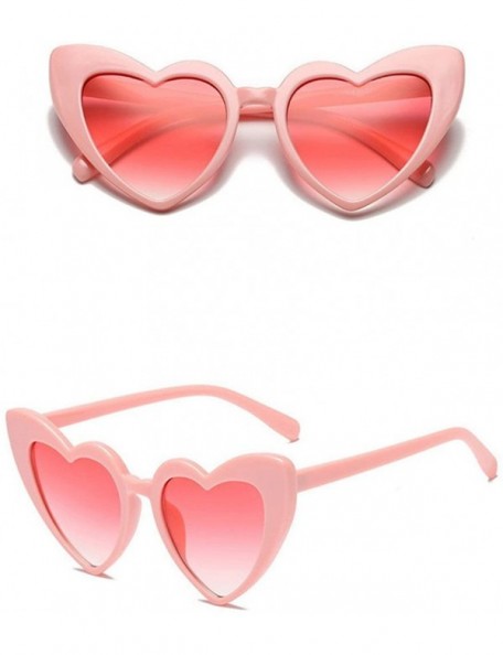 Round Women Retro Fashion Heart-shaped Shades Sunglasses Integrated UV Glasses - B - C118UQHA5UH $7.89