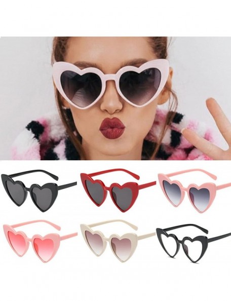 Round Women Retro Fashion Heart-shaped Shades Sunglasses Integrated UV Glasses - B - C118UQHA5UH $7.89