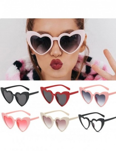 Round Women Retro Fashion Heart-shaped Shades Sunglasses Integrated UV Glasses - B - C118UQHA5UH $7.89