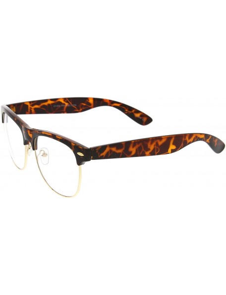 Square Classic Horn Rimmed Clear Lens Half Frame Glasses 56mm - Tortoise-gold / Clear - CP12N3ZJLKB $10.55