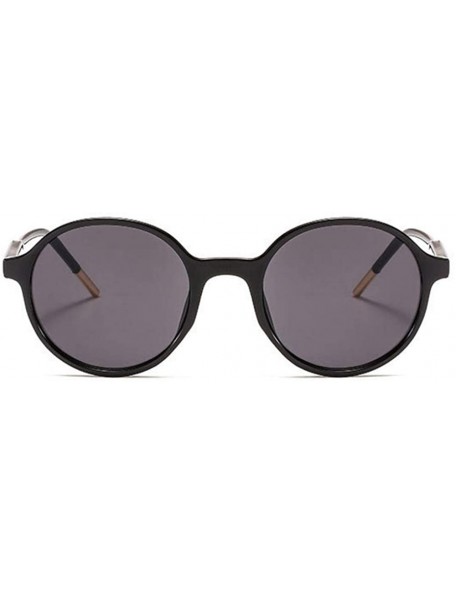 Round Women Fashion Eyewear Round Beach Sunglasses with Case UV400 Protection - Glossy Black Frame/Grey Lens - CL18WU5RRS9 $1...