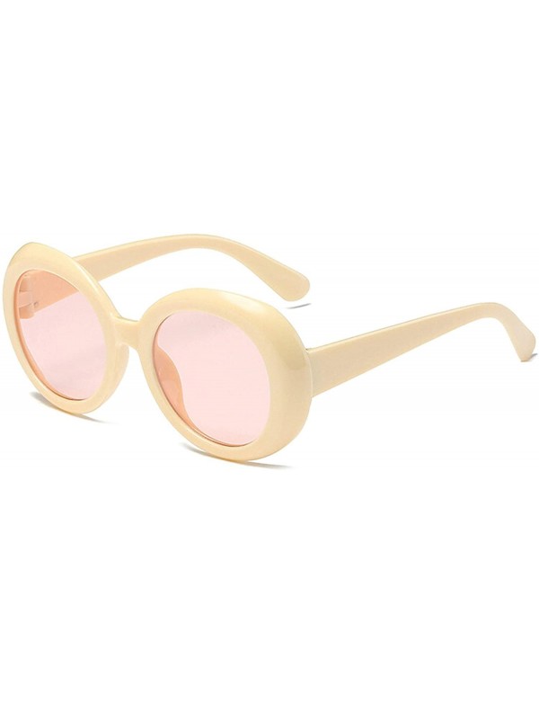 Oval Classic style Round Sunglasses for Women Plate Resin UV 400 Protection Sunglasses - Yellow - CV18SAS6MTY $12.18