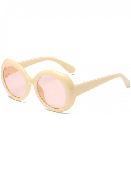 Oval Classic style Round Sunglasses for Women Plate Resin UV 400 Protection Sunglasses - Yellow - CV18SAS6MTY $12.18