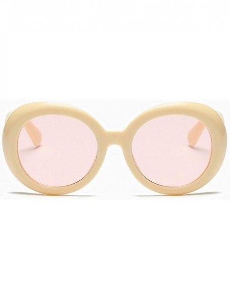 Oval Classic style Round Sunglasses for Women Plate Resin UV 400 Protection Sunglasses - Yellow - CV18SAS6MTY $12.18