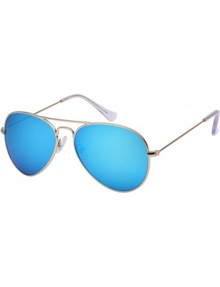 Sport Retro Aviator Sunglasses with Color Mirrored Lens 25073-IRRV - Matte Gold - CO1266CWTH9 $11.92