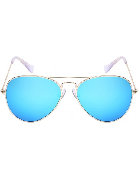 Sport Retro Aviator Sunglasses with Color Mirrored Lens 25073-IRRV - Matte Gold - CO1266CWTH9 $11.92