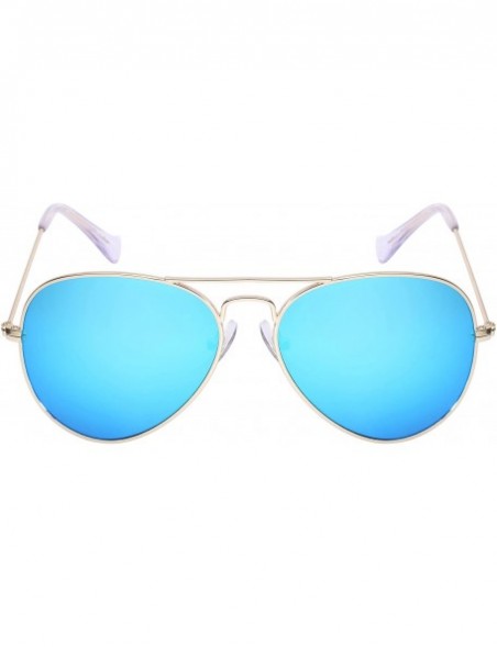 Sport Retro Aviator Sunglasses with Color Mirrored Lens 25073-IRRV - Matte Gold - CO1266CWTH9 $11.92