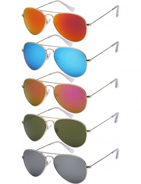 Sport Retro Aviator Sunglasses with Color Mirrored Lens 25073-IRRV - Matte Gold - CO1266CWTH9 $11.92