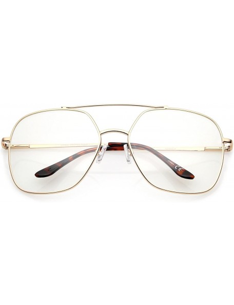 Square Retro Oversize Metal Frame Slim Temple Clear Lens Square Eyeglasses 64mm - Gold / Clear - CT12NT39AUM $8.50