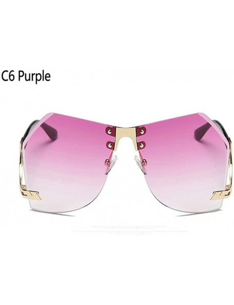 Oversized Oversized Rimless Sunglasses Women Men Unique Sun Glasses Gradient Clear Lens Unisex Eyeglasses UV400 - Purple - C3...