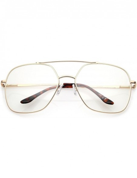 Square Retro Oversize Metal Frame Slim Temple Clear Lens Square Eyeglasses 64mm - Gold / Clear - CT12NT39AUM $8.50
