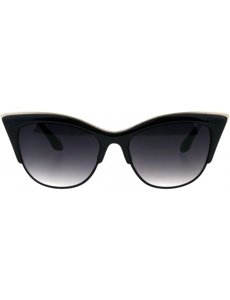 Goggle Womens High Point Squared Half Rim Look Cat Eye Sunglasses - Black - CR11ZFVWWZH $10.14