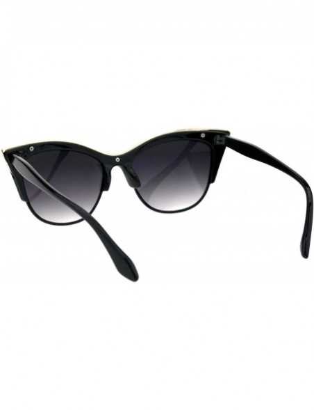 Goggle Womens High Point Squared Half Rim Look Cat Eye Sunglasses - Black - CR11ZFVWWZH $10.14