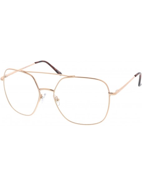 Square Retro Oversize Metal Frame Slim Temple Clear Lens Square Eyeglasses 64mm - Gold / Clear - CT12NT39AUM $8.50