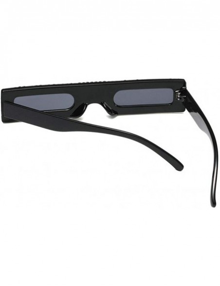 Square Fashion Small Square Frame Luxury Diamond Unisex Sunglasses - Black - CD18KIICWS7 $16.89