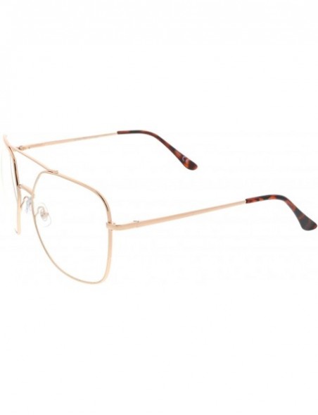 Square Retro Oversize Metal Frame Slim Temple Clear Lens Square Eyeglasses 64mm - Gold / Clear - CT12NT39AUM $8.50