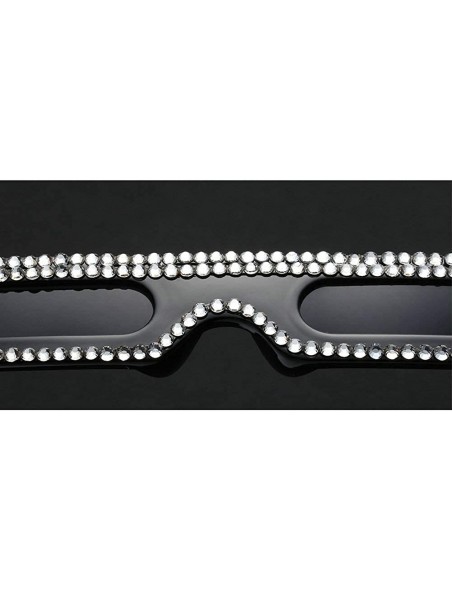 Square Fashion Small Square Frame Luxury Diamond Unisex Sunglasses - Black - CD18KIICWS7 $16.89