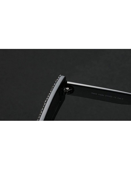 Square Fashion Small Square Frame Luxury Diamond Unisex Sunglasses - Black - CD18KIICWS7 $16.89