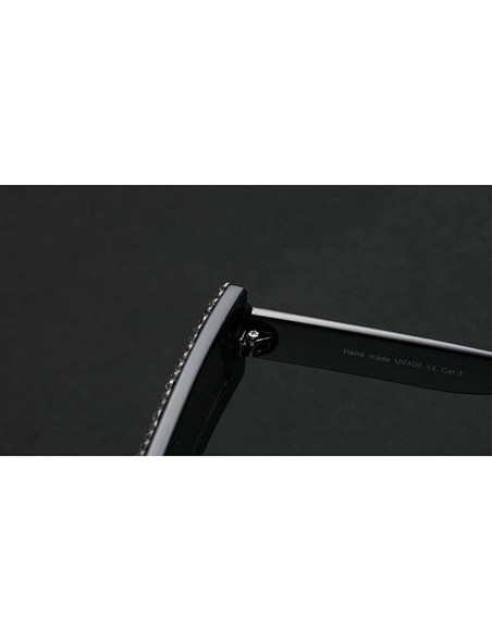 Square Fashion Small Square Frame Luxury Diamond Unisex Sunglasses - Black - CD18KIICWS7 $16.89