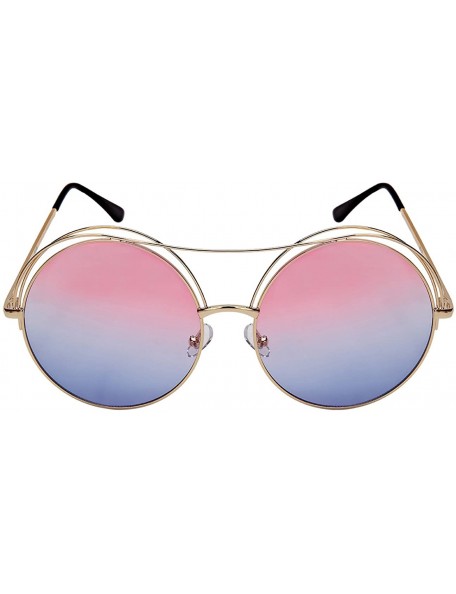 Oval Cut Out Circle Sunnies with Case/Cleaning Cloth/Repair Kits M3118-OCR - Gold - CC185Q065UD $10.77