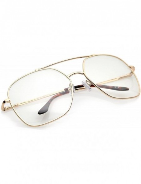 Square Retro Oversize Metal Frame Slim Temple Clear Lens Square Eyeglasses 64mm - Gold / Clear - CT12NT39AUM $8.50