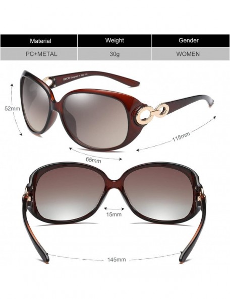 Round Classic Polarized Oversized Designer Sunglasses for Women 100% UV Protection Shade Sun glasses DC1220 - Brown - C2193N0...