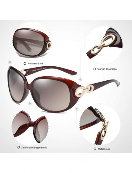 Round Classic Polarized Oversized Designer Sunglasses for Women 100% UV Protection Shade Sun glasses DC1220 - Brown - C2193N0...