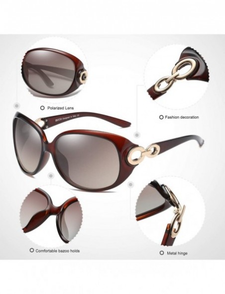 Round Classic Polarized Oversized Designer Sunglasses for Women 100% UV Protection Shade Sun glasses DC1220 - Brown - C2193N0...