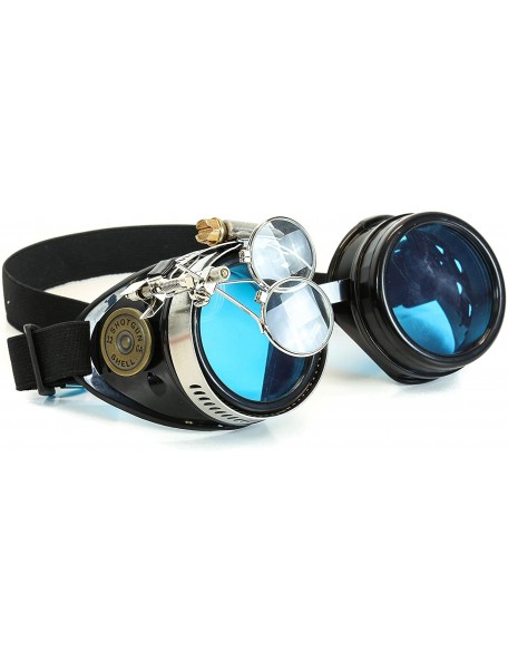 Goggle Steampunk Victorian Style Goggles with Shotgun Shell - Colored Lenses & Ocular Loupe - Bule - C118I88D70M $40.60