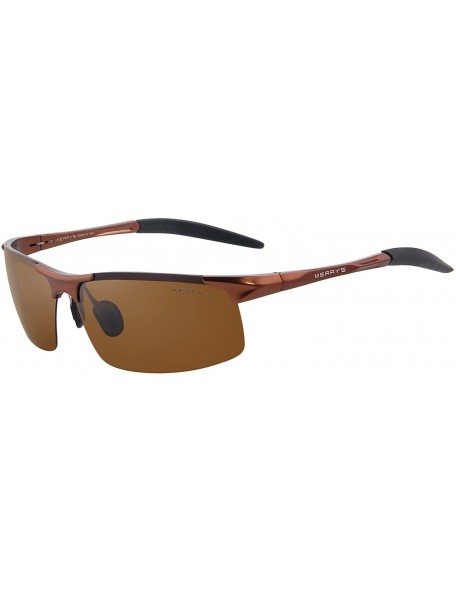 Rimless Men's Sports Fashion Driving Polarized Sunglasses for Men-Unbreakable Frame Rimless Shades S8277 - Brown - C917YGKE73...