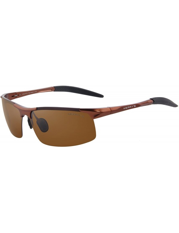 Rimless Men's Sports Fashion Driving Polarized Sunglasses for Men-Unbreakable Frame Rimless Shades S8277 - Brown - C917YGKE73...