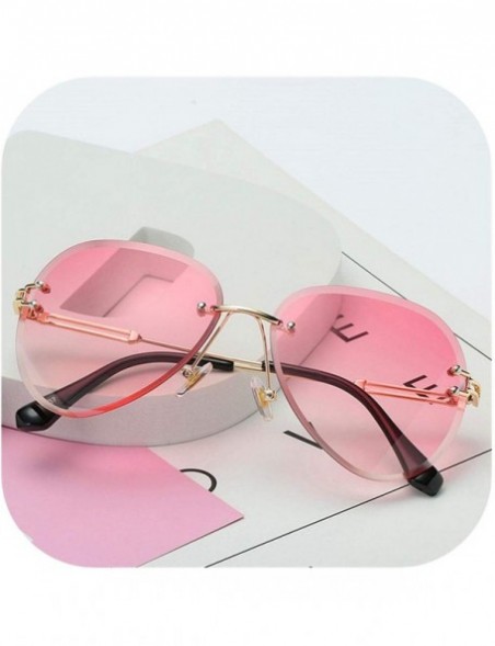 Rimless Design Vintage RimlPilot Sunglasses Women Men Retro Cutting Lens Gradient Sun Glasses UV400 - Pink - C111OB05GHT $18.71