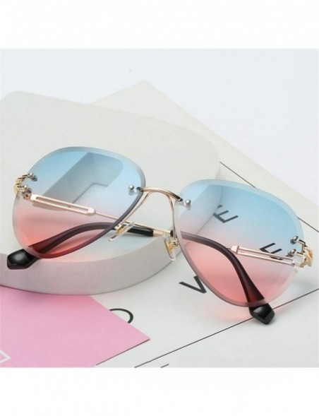 Rimless Design Vintage RimlPilot Sunglasses Women Men Retro Cutting Lens Gradient Sun Glasses UV400 - Pink - C111OB05GHT $18.71