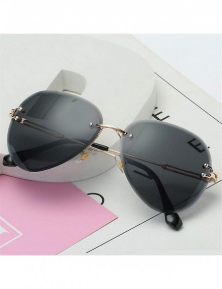 Rimless Design Vintage RimlPilot Sunglasses Women Men Retro Cutting Lens Gradient Sun Glasses UV400 - Pink - C111OB05GHT $18.71